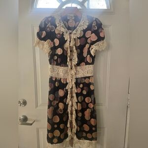 bebe Black and Pink Polka Dot Dress